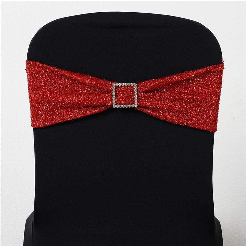 5 pcs Glittered Spandex Chair Sashes SASHP_23_RED