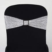 5 pcs Glittered Spandex Chair Sashes SASHP_23_SILV