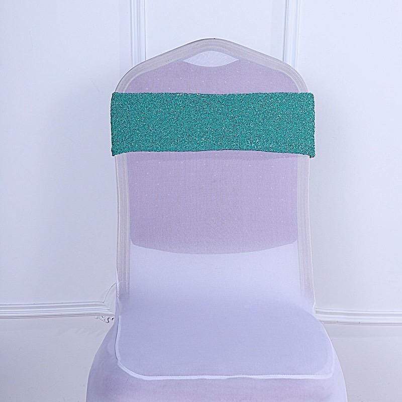 5 pcs Glittered Spandex Chair Sashes SASHP_23_TURQ