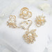 5 pcs Metal Assorted Brooches Pins with Hearts and Flowers Rhinestones - Gold SASH_PIN_009_GOLD