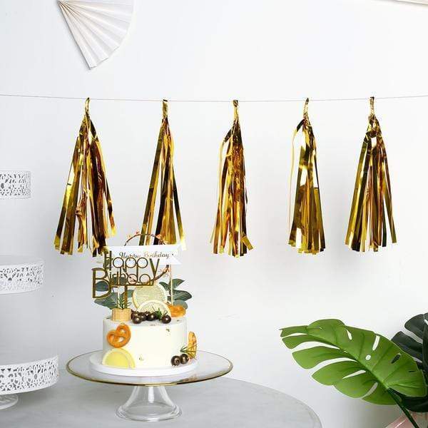 5 pcs Metallic Foil Fringe Tassels Hanging Garland