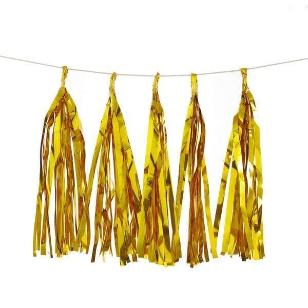 5 pcs Metallic Foil Fringe Tassels Hanging Garland PAP_GRLD_005_GOLD