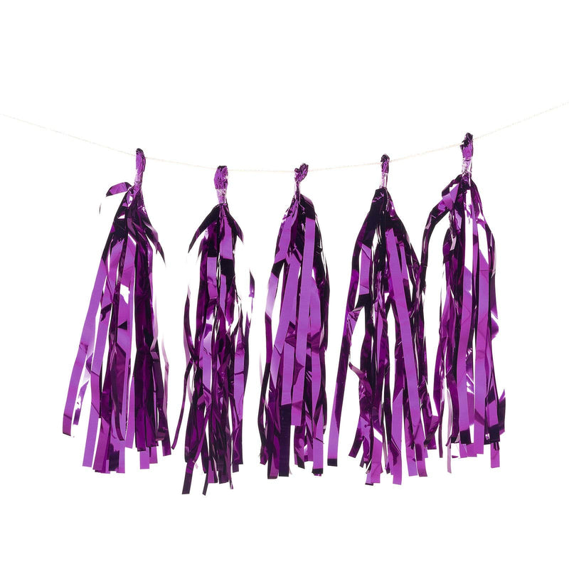 5 pcs Metallic Foil Fringe Tassels Hanging Garland PAP_GRLD_005_PURP