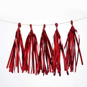 5 pcs Metallic Foil Fringe Tassels Hanging Garland PAP_GRLD_005_RED