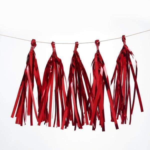 5 pcs Metallic Foil Fringe Tassels Hanging Garland PAP_GRLD_005_RED