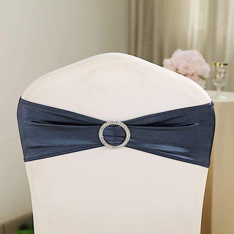 5 pcs Metallic Spandex Chair Sashes with Silver Buckles Wedding Decorations