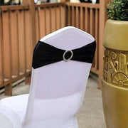 5 pcs Metallic Spandex Chair Sashes with Silver Buckles Wedding Decorations