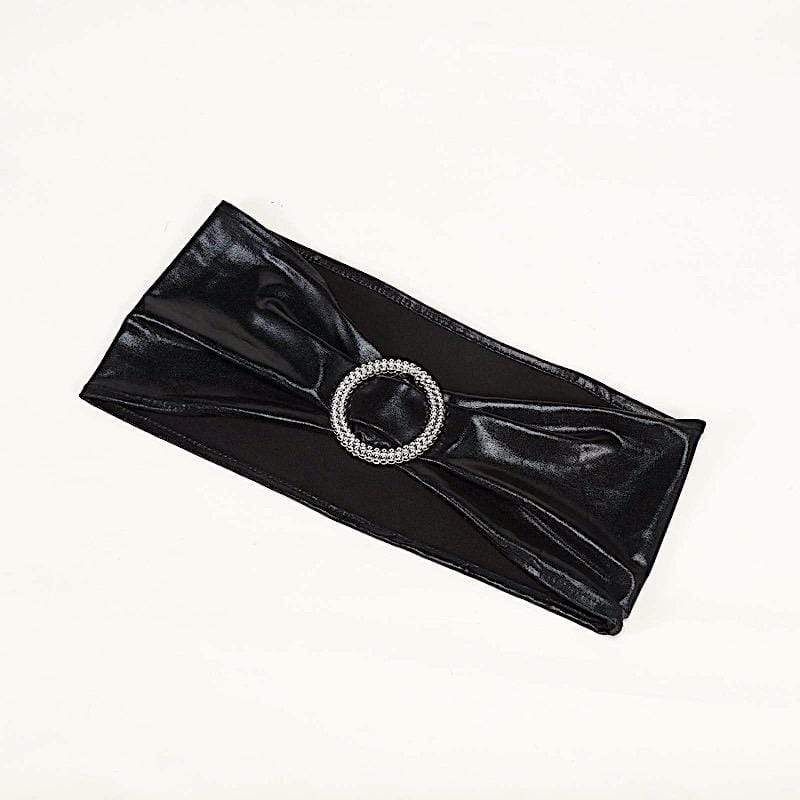 5 pcs Metallic Spandex Chair Sashes with Silver Buckles Wedding Decorations