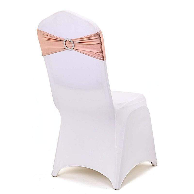 5 pcs Metallic Spandex Chair Sashes with Silver Buckles Wedding Decorations