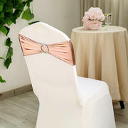5 pcs Metallic Spandex Chair Sashes with Silver Buckles Wedding Decorations