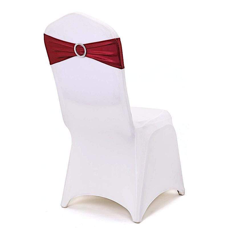 5 pcs Metallic Spandex Chair Sashes with Silver Buckles Wedding Decorations