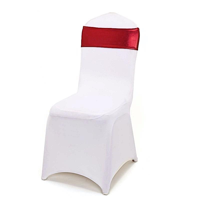 5 pcs Metallic Spandex Chair Sashes with Silver Buckles Wedding Decorations