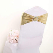 5 pcs Metallic Spandex Chair Sashes with Silver Buckles Wedding Decorations
