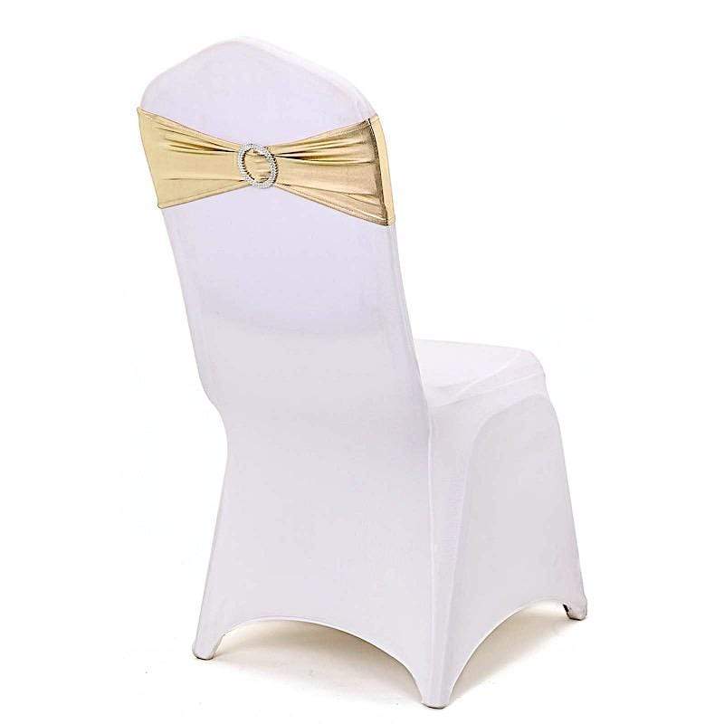 5 pcs Metallic Spandex Chair Sashes with Silver Buckles Wedding Decorations