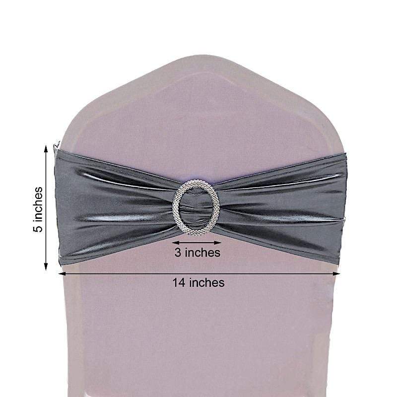 5 pcs Metallic Spandex Chair Sashes with Silver Buckles Wedding Decorations