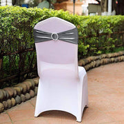 5 pcs Metallic Spandex Chair Sashes with Silver Buckles Wedding Decorations
