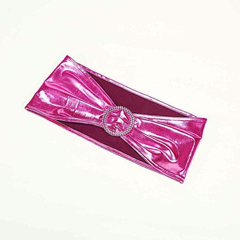 5 pcs Metallic Spandex Chair Sashes with Silver Buckles Wedding Decorations