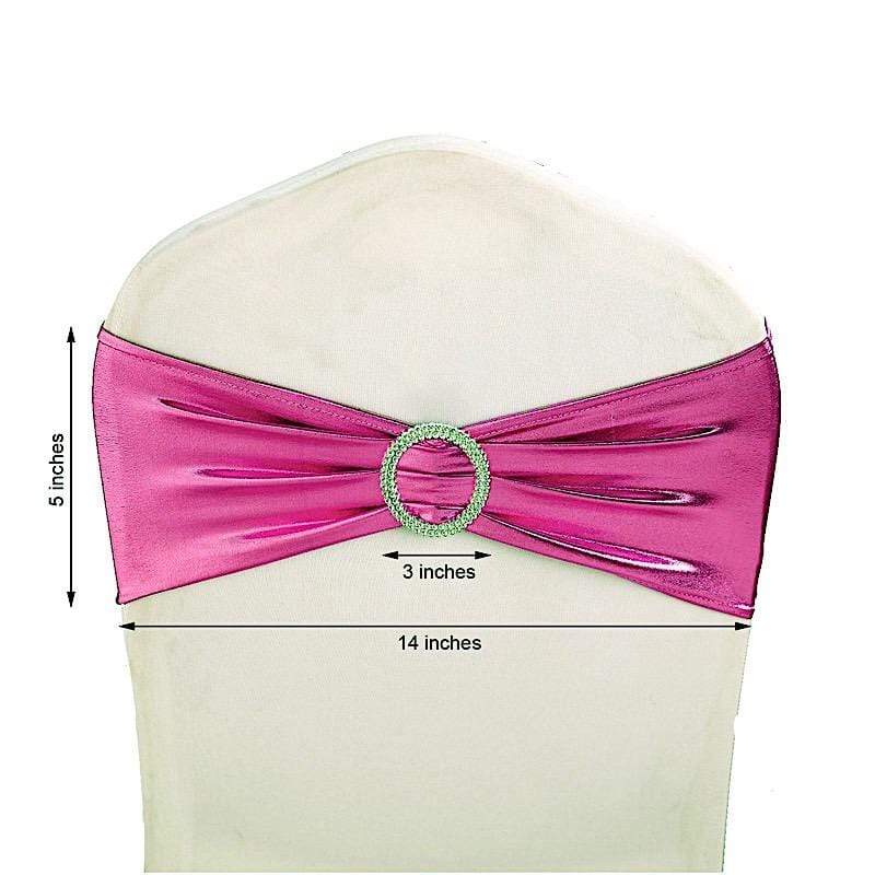 5 pcs Metallic Spandex Chair Sashes with Silver Buckles Wedding Decorations