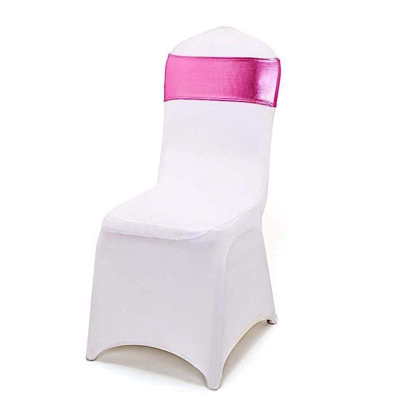 5 pcs Metallic Spandex Chair Sashes with Silver Buckles Wedding Decorations