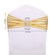 5 pcs Metallic Spandex Chair Sashes with Silver Buckles Wedding Decorations