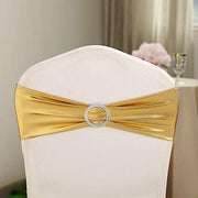 5 pcs Metallic Spandex Chair Sashes with Silver Buckles Wedding Decorations