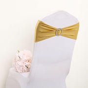 5 pcs Metallic Spandex Chair Sashes with Silver Buckles Wedding Decorations