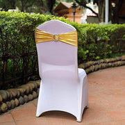 5 pcs Metallic Spandex Chair Sashes with Silver Buckles Wedding Decorations