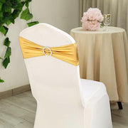 5 pcs Metallic Spandex Chair Sashes with Silver Buckles Wedding Decorations