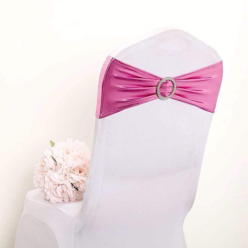 5 pcs Metallic Spandex Chair Sashes with Silver Buckles Wedding Decorations