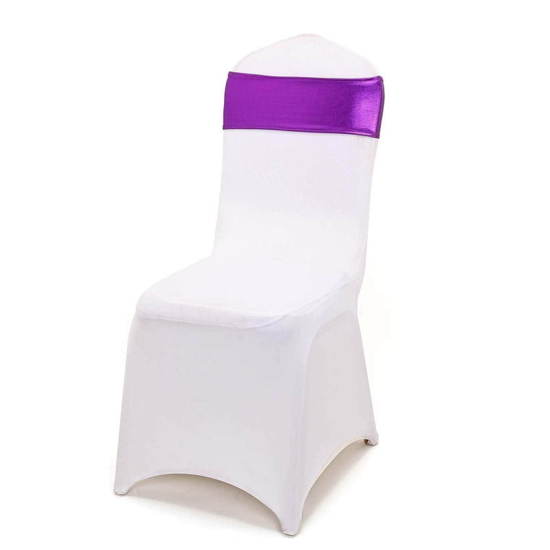 5 pcs Metallic Spandex Chair Sashes with Silver Buckles Wedding Decorations