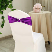 5 pcs Metallic Spandex Chair Sashes with Silver Buckles Wedding Decorations
