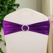 5 pcs Metallic Spandex Chair Sashes with Silver Buckles Wedding Decorations