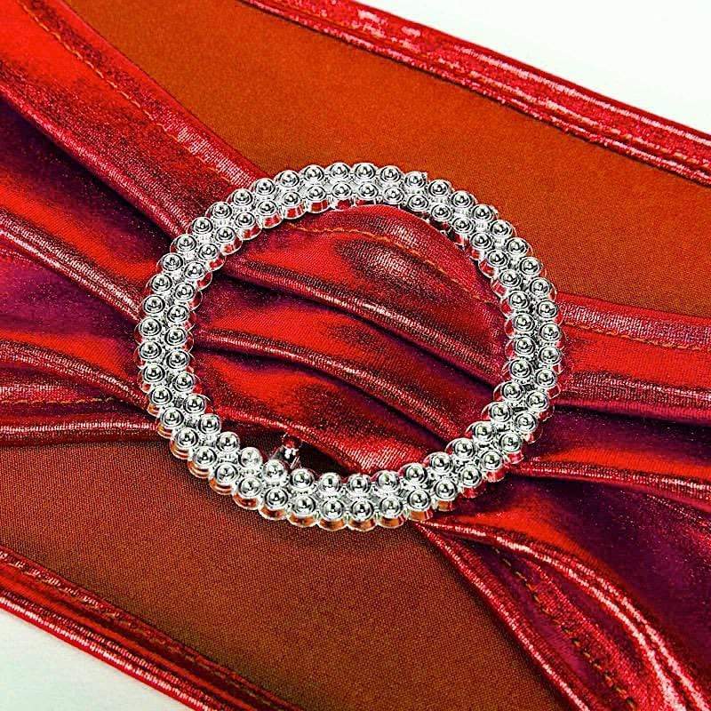 5 pcs Metallic Spandex Chair Sashes with Silver Buckles Wedding Decorations