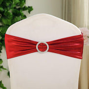5 pcs Metallic Spandex Chair Sashes with Silver Buckles Wedding Decorations