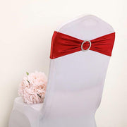 5 pcs Metallic Spandex Chair Sashes with Silver Buckles Wedding Decorations