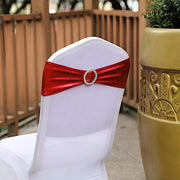 5 pcs Metallic Spandex Chair Sashes with Silver Buckles Wedding Decorations