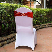 5 pcs Metallic Spandex Chair Sashes with Silver Buckles Wedding Decorations