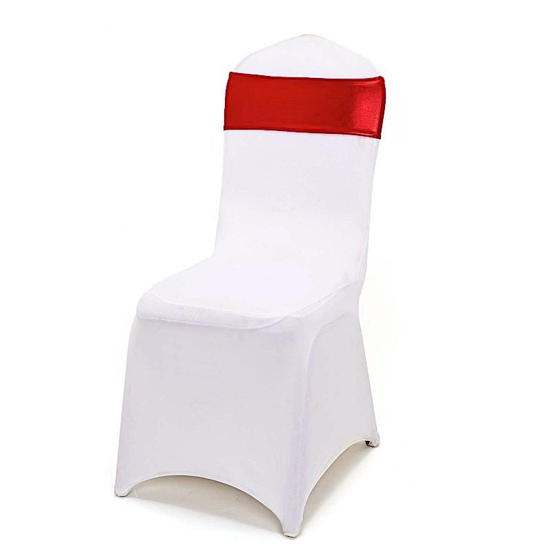 5 pcs Metallic Spandex Chair Sashes with Silver Buckles Wedding Decorations
