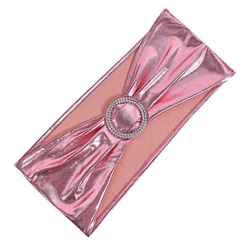 5 pcs Metallic Spandex Chair Sashes with Silver Buckles Wedding Decorations