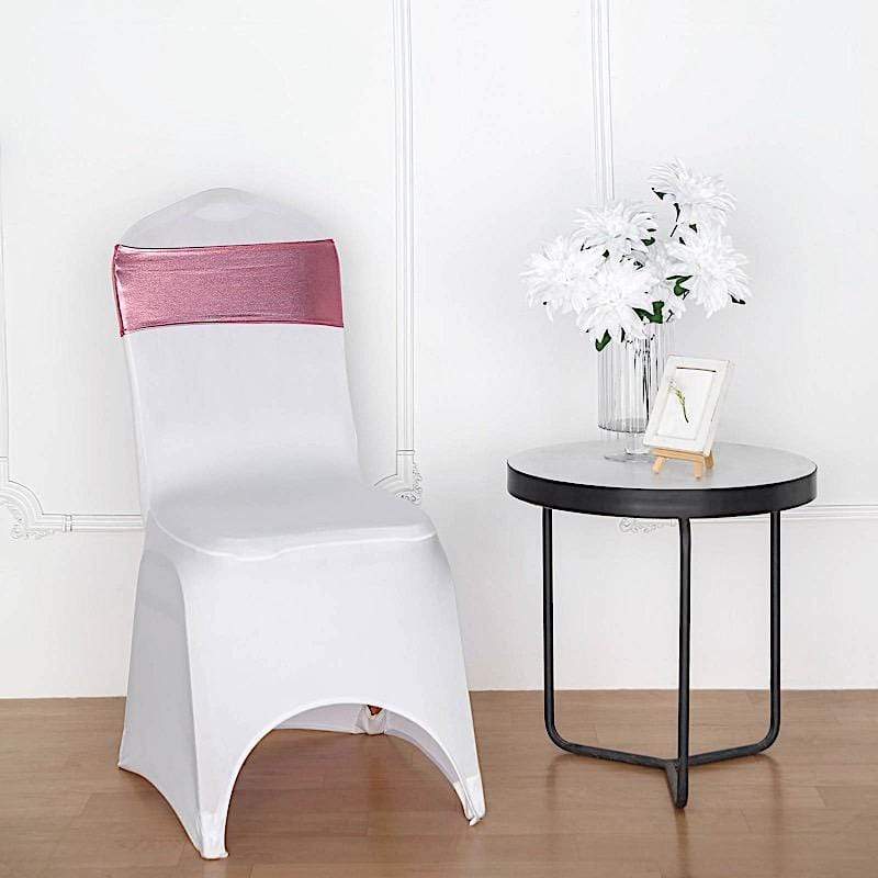 5 pcs Metallic Spandex Chair Sashes with Silver Buckles Wedding Decorations
