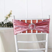 5 pcs Metallic Spandex Chair Sashes with Silver Buckles Wedding Decorations
