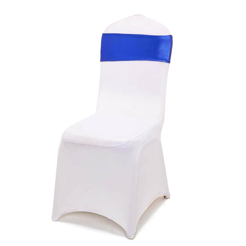 5 pcs Metallic Spandex Chair Sashes with Silver Buckles Wedding Decorations