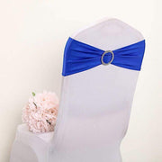 5 pcs Metallic Spandex Chair Sashes with Silver Buckles Wedding Decorations
