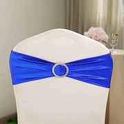 5 pcs Metallic Spandex Chair Sashes with Silver Buckles Wedding Decorations