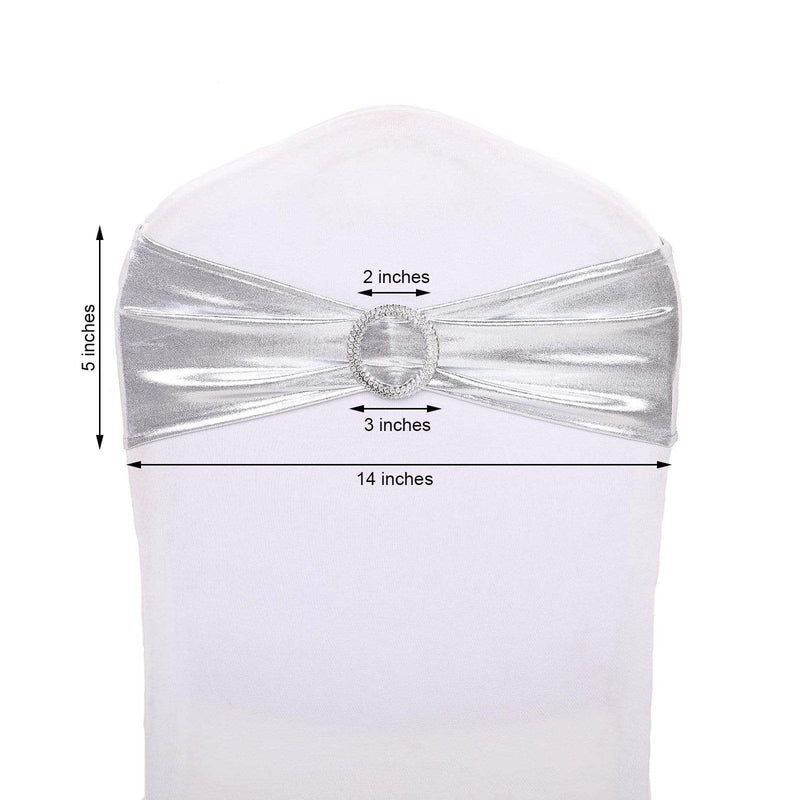 5 pcs Metallic Spandex Chair Sashes with Silver Buckles Wedding Decorations