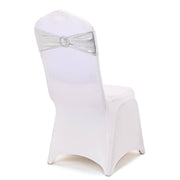 5 pcs Metallic Spandex Chair Sashes with Silver Buckles Wedding Decorations