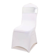 5 pcs Metallic Spandex Chair Sashes with Silver Buckles Wedding Decorations