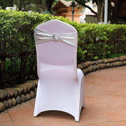 5 pcs Metallic Spandex Chair Sashes with Silver Buckles Wedding Decorations
