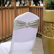 5 pcs Metallic Spandex Chair Sashes with Silver Buckles Wedding Decorations