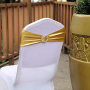 5 pcs Metallic Spandex Chair Sashes with Silver Buckles Wedding Decorations